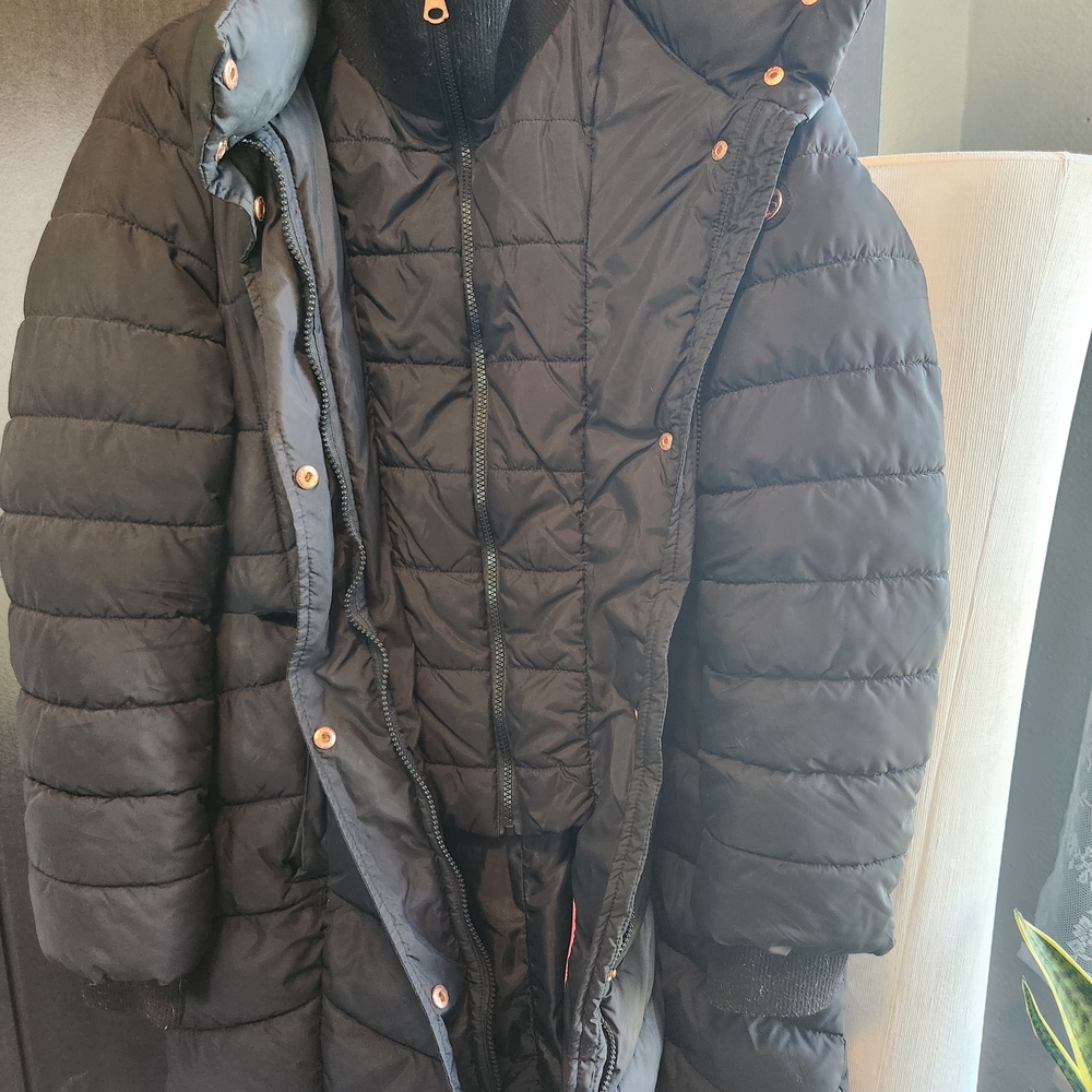 Jessica Simpson Black  Zipper And Button Winter Coat